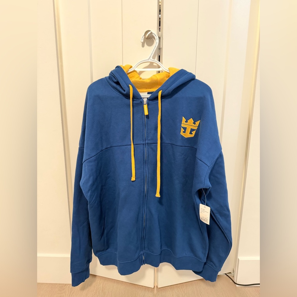 Royal Carribean Blue Hoodie with Yellow Hood Lining